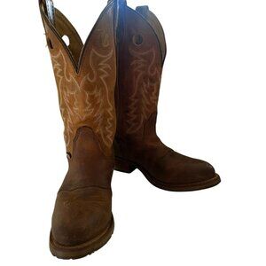 Double H Women's Daniela Western Boots Size 8M Leather Brown Stitching USA